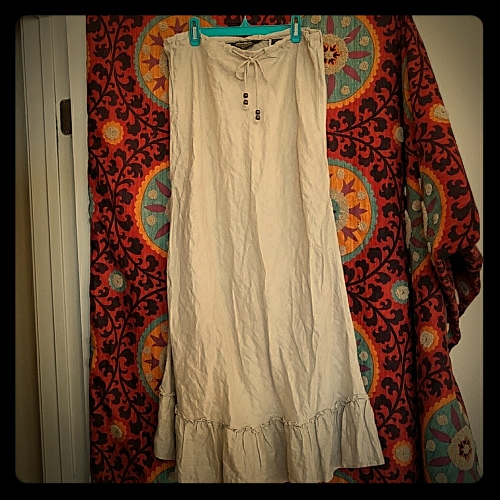 Eddie Bauer 100% linen hippy broom skirt